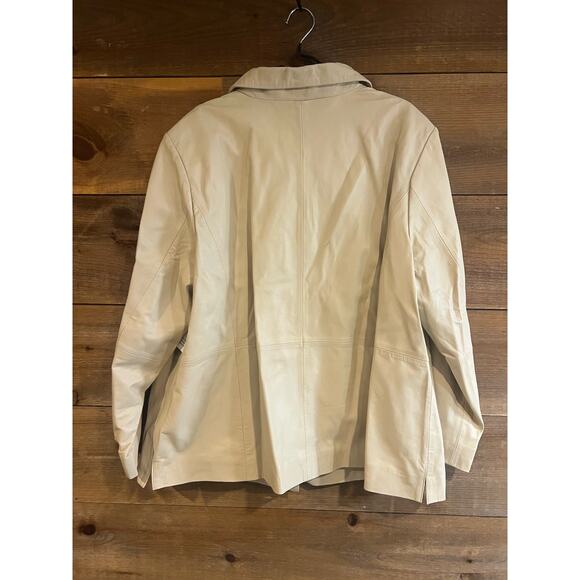 NWT Jessica London Leather Blazer Plus Size‎ 26W Beige 100% Genuine Leather - Picture 3 of 10